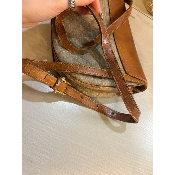 CELINE Vintage Triomphe Monogram Canvas Leather Saddle Crossbody Bag - Picture 6 of 14
